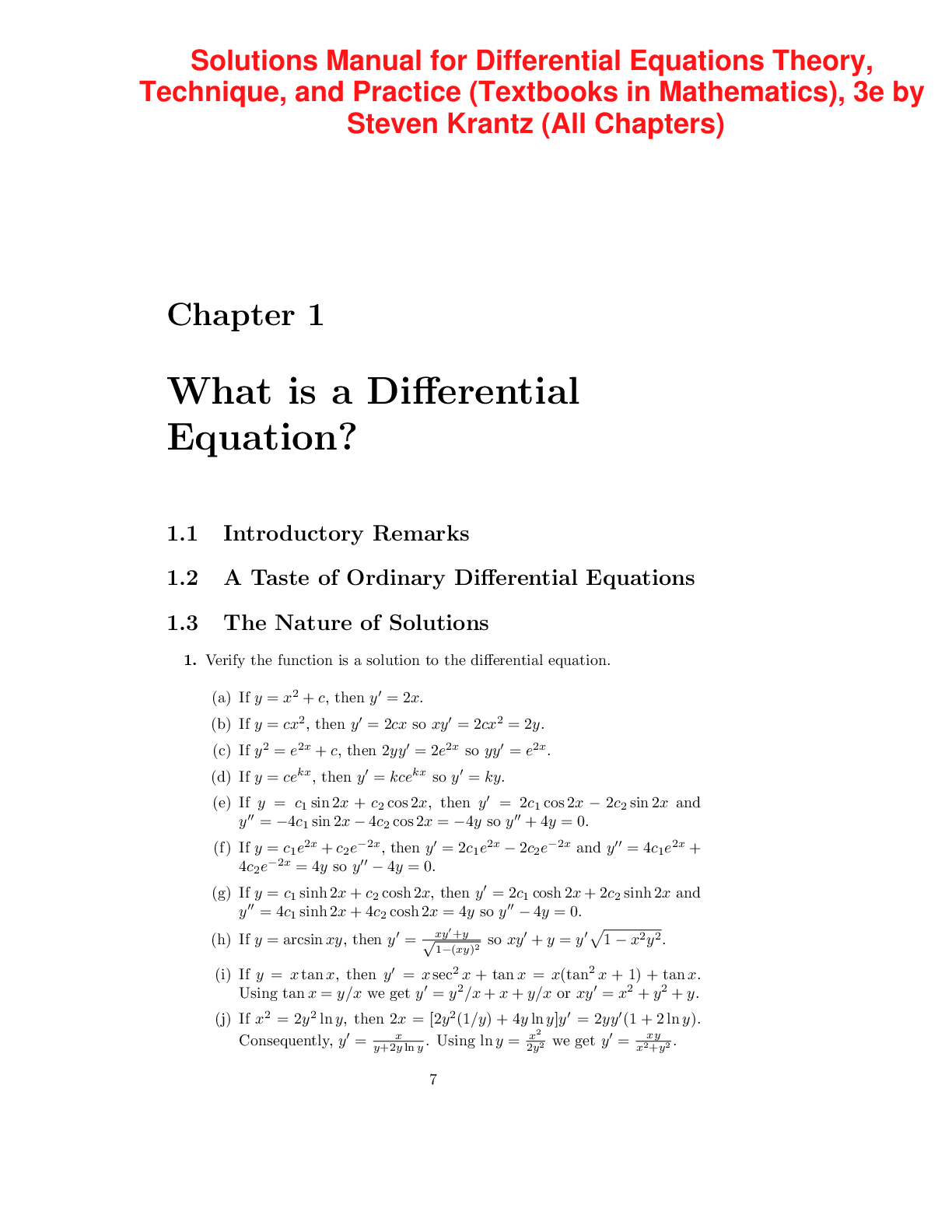 Preview of Differential Equations Theory, Technique, and Practice (Textbooks in Mathematics), 3e by S